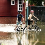 riding through the flood in Sicamous